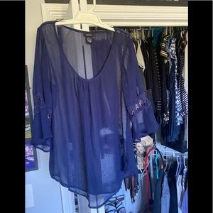 Blue top/ see through top / transparent /flowy top